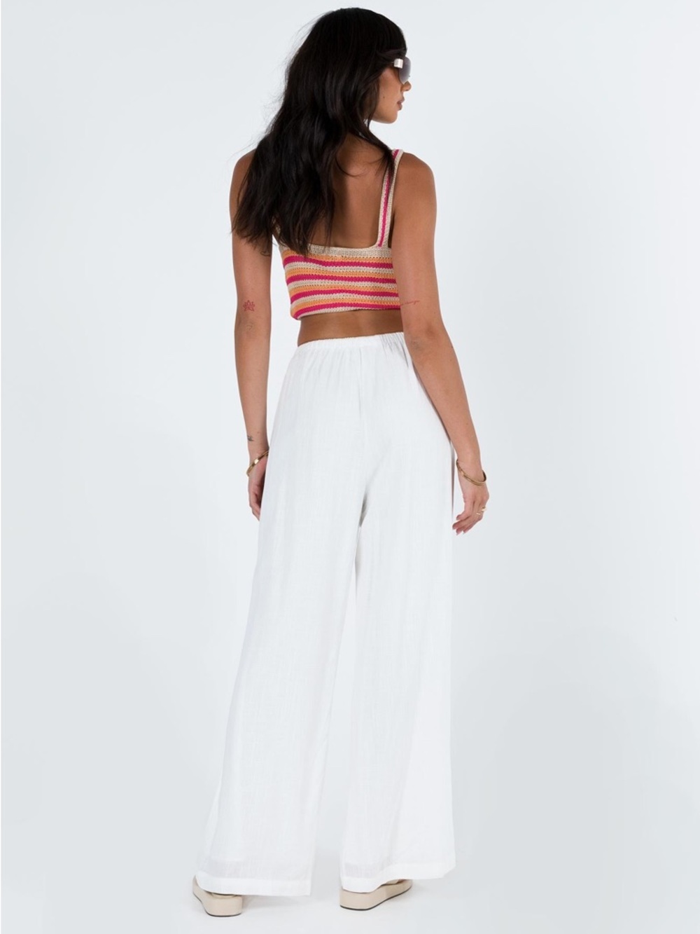 NWT Princess Polly White Linen Blend Wide Leg Pants Drawstring High Waist - Picture 5 of 14
